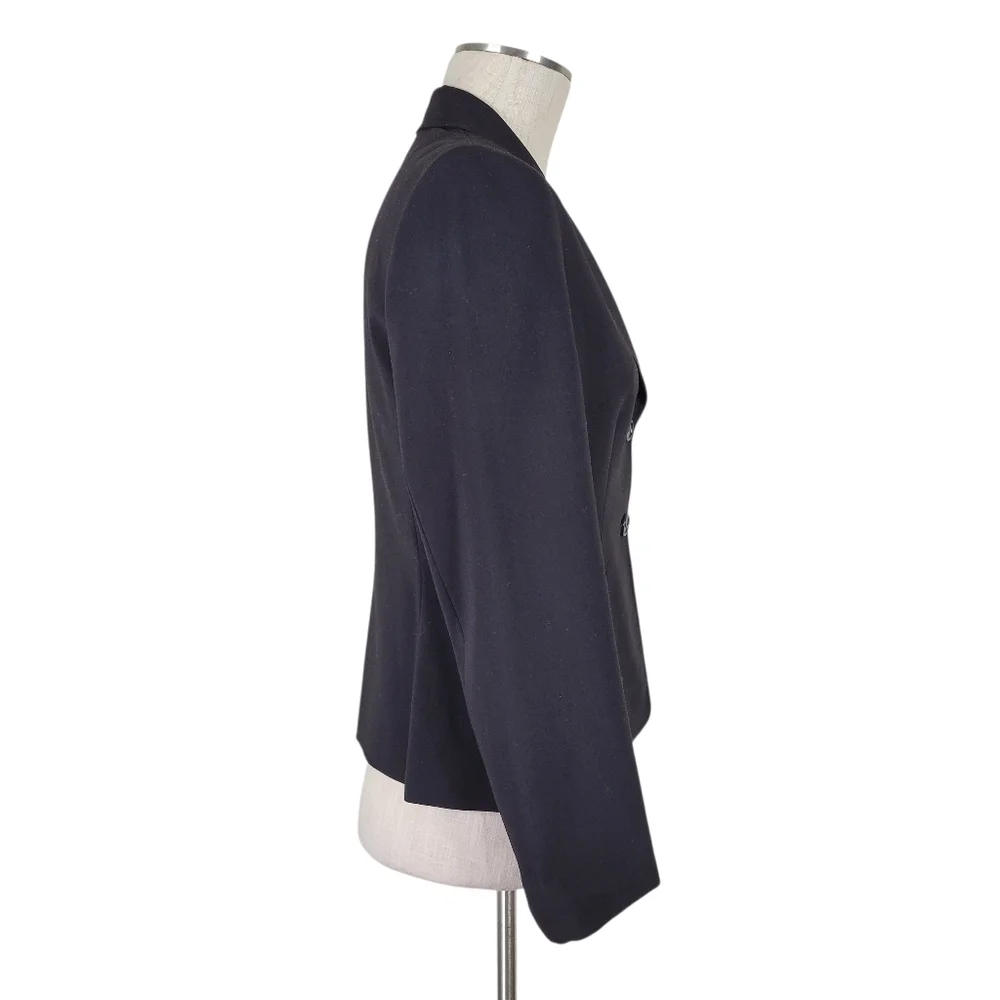 Tahari ASL Mix Blazer Size 6P Black  Front Slip Pockets 2 Button Notch Collar
